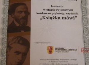 Laureat konkursu pięknego czytania "Książka mówi"- Maria Felakowska- kl. VIIIa